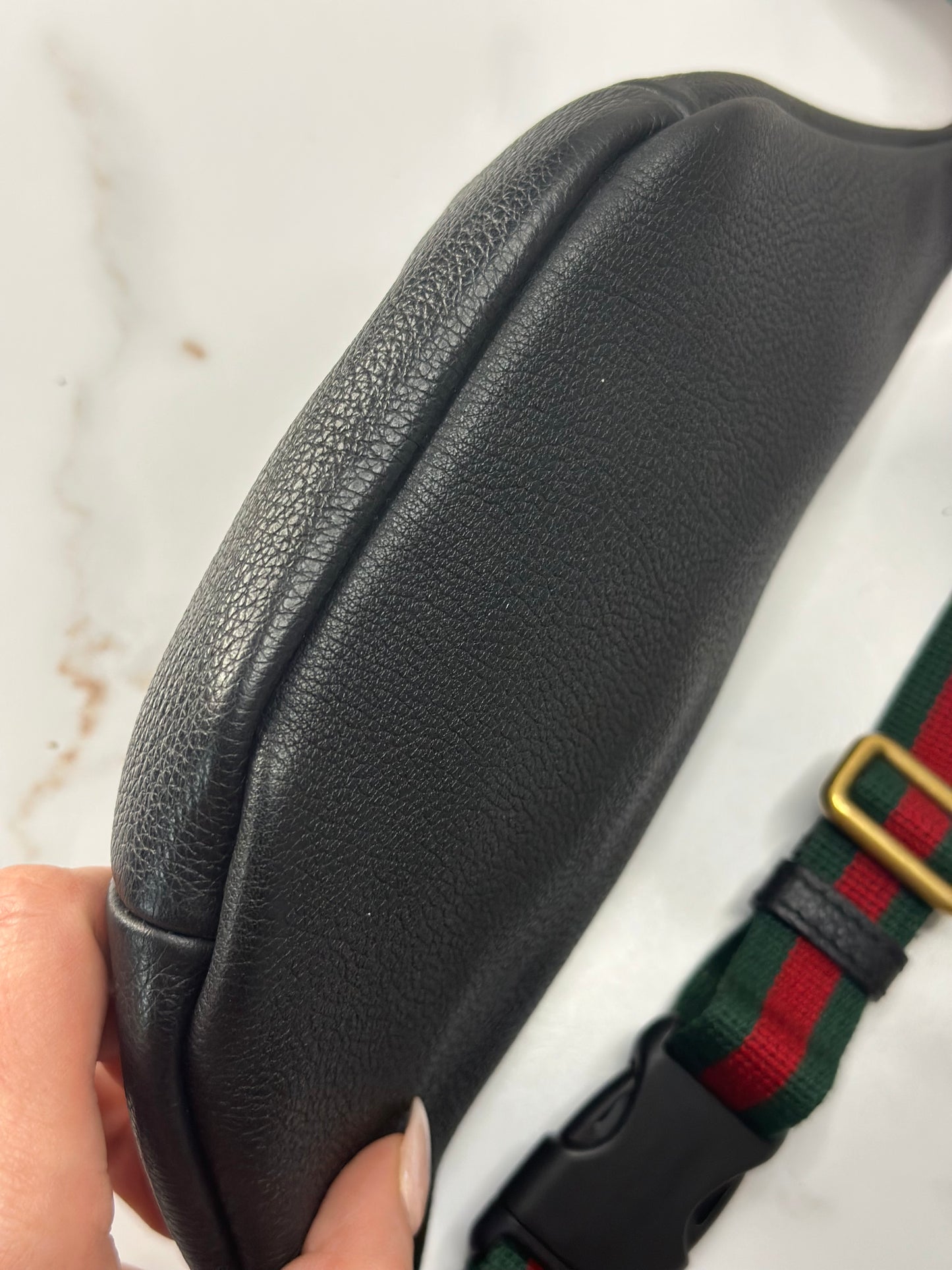 Pre-owned Gucci black leather calf skin belt bag
