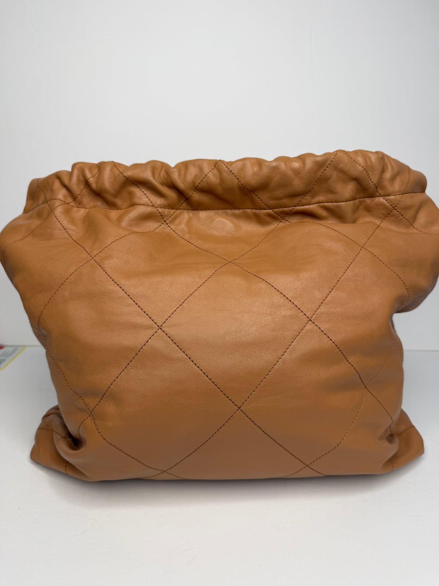 Pre-owned Chanel Caramel Calfskin Quilted 22 Hobo Bag Medium Antique Gold Hardware