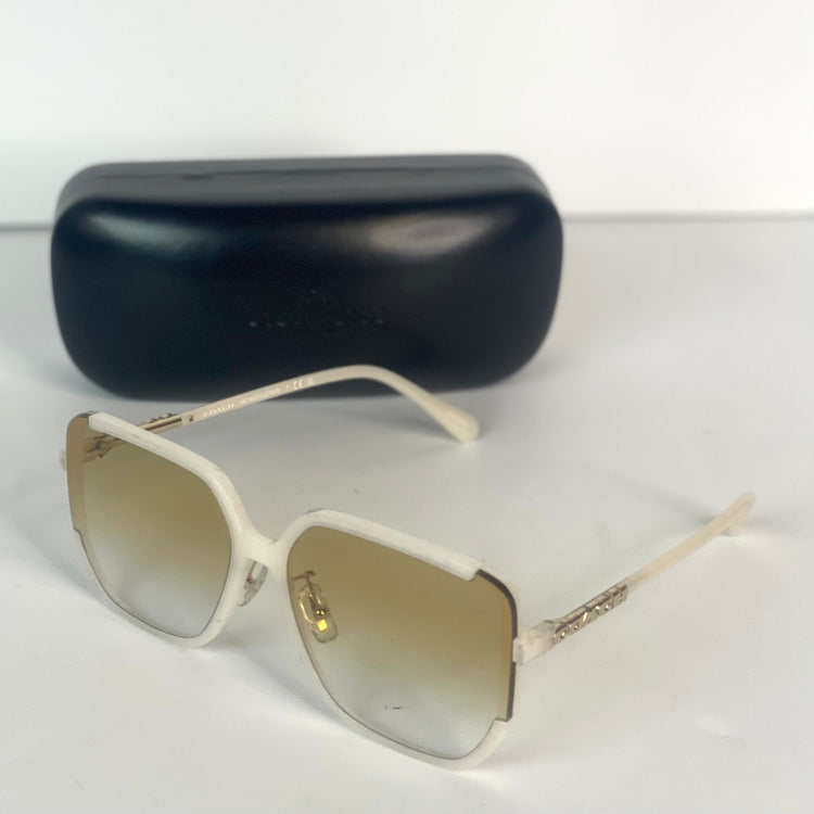 #12 Pre-Owned Coach White Square Sunglasses