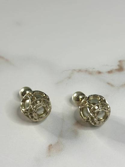 Pre-owned Dior Tribales earrings featuring a gold-finish metal structure with a cannage filigree