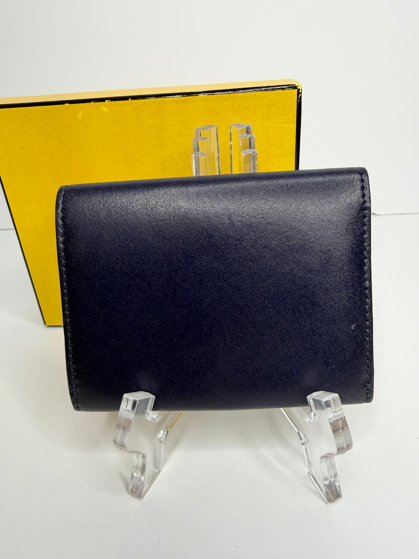 Pre-owned Fendi dark blue Kan I compact wallet