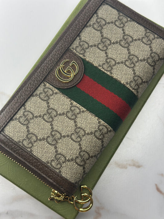 Pre-owned Gucci GG canvas Ophidia, zippy wallet