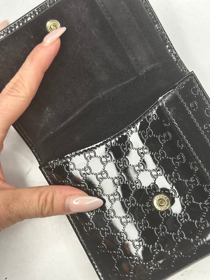 Pre-owned Gucci Microguccismia patent leather compact wallet