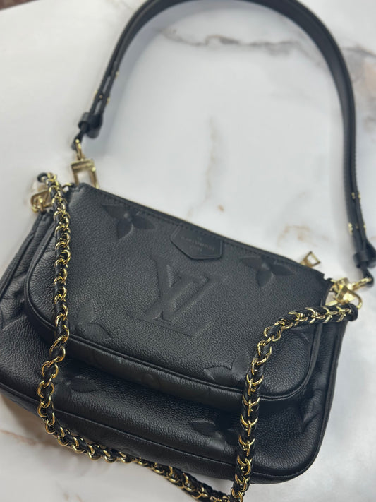 Pre-owned Louis Vuitton black Empriente leather multi-pochette accessories