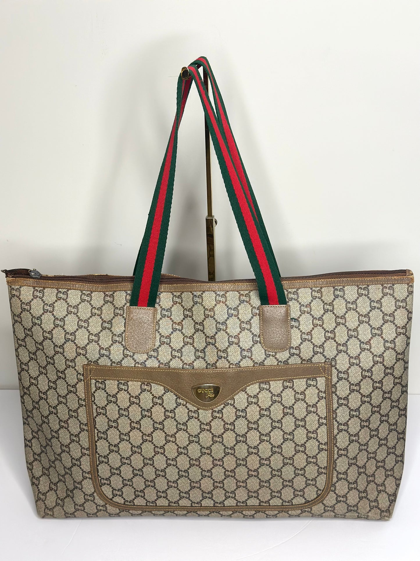 Pre-owned Gucci vintage GG supreme Canvas Sherry line weekender tote