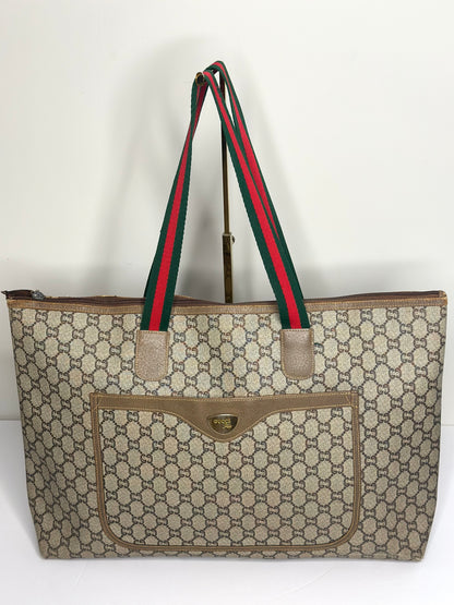 Pre-owned Gucci vintage GG supreme Canvas Sherry line weekender tote