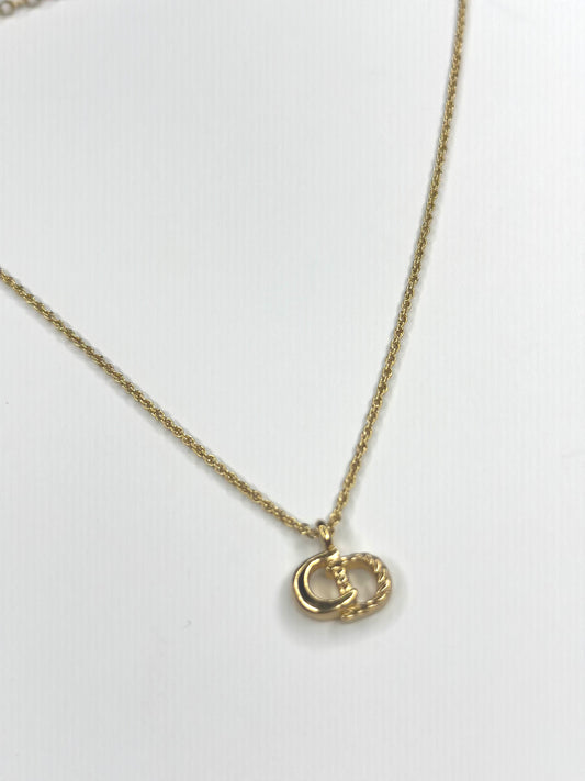 Pre-owned Christian Dior CD gold pendant necklace