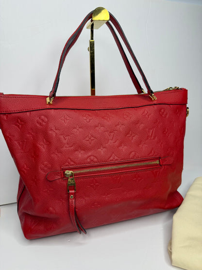 Pre-owned Louis Vuitton Red Empriente Leather Bastille tote