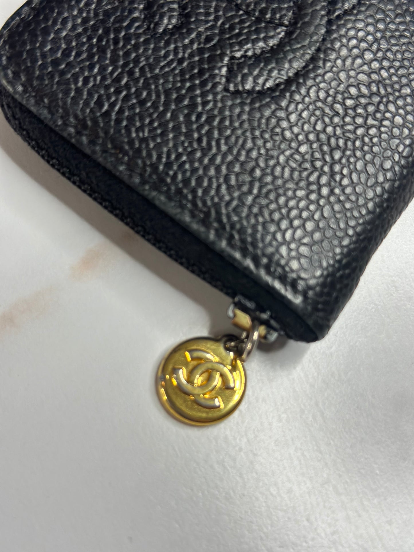 Pre-owned Chanel vintage coco mark caviar leather coin pouch