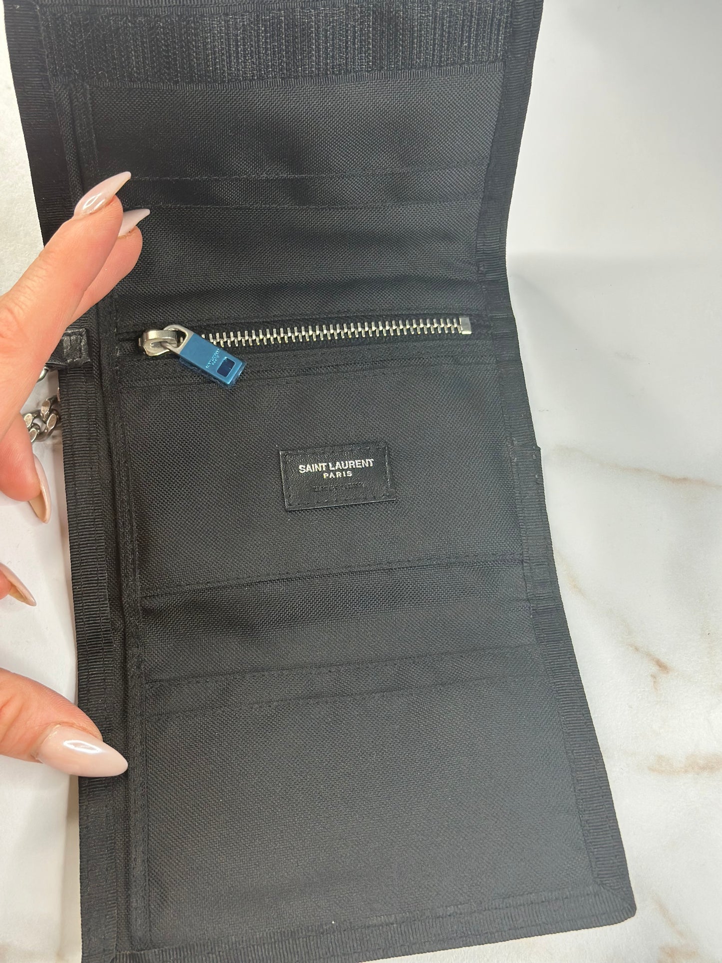 Pre-owned Saint Laurent Nylon trifold wallet