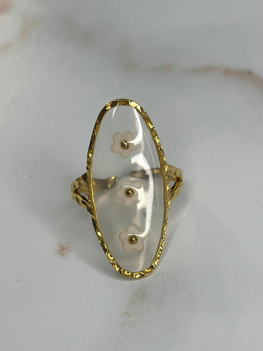 Floral trio adjustable ring
