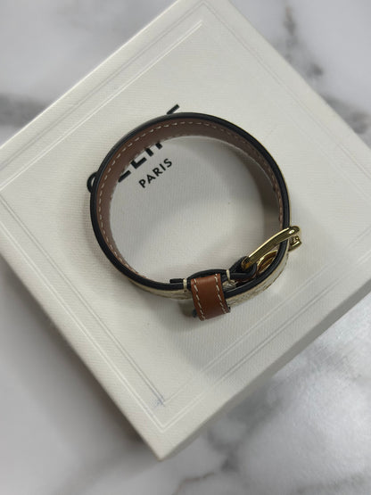 Pre-owned Celine Triomphe canvas x leather bracelet