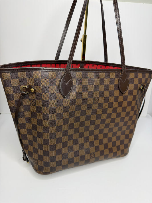 Pre-owned Louis Vuitton Damier Ebene canvas neverfull MM tote