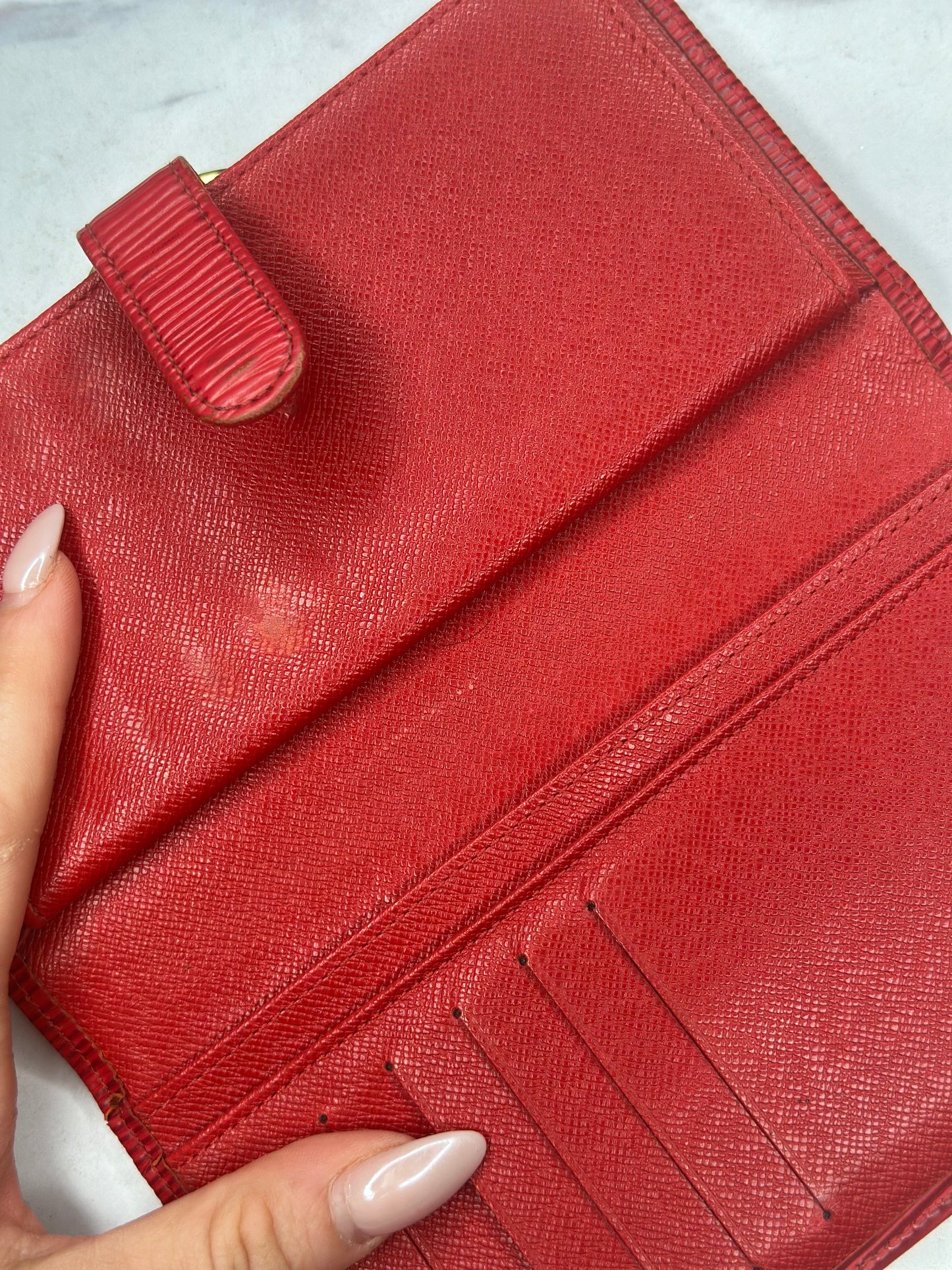 Pre-owned Louis Vuitton red Epi leather long wallet