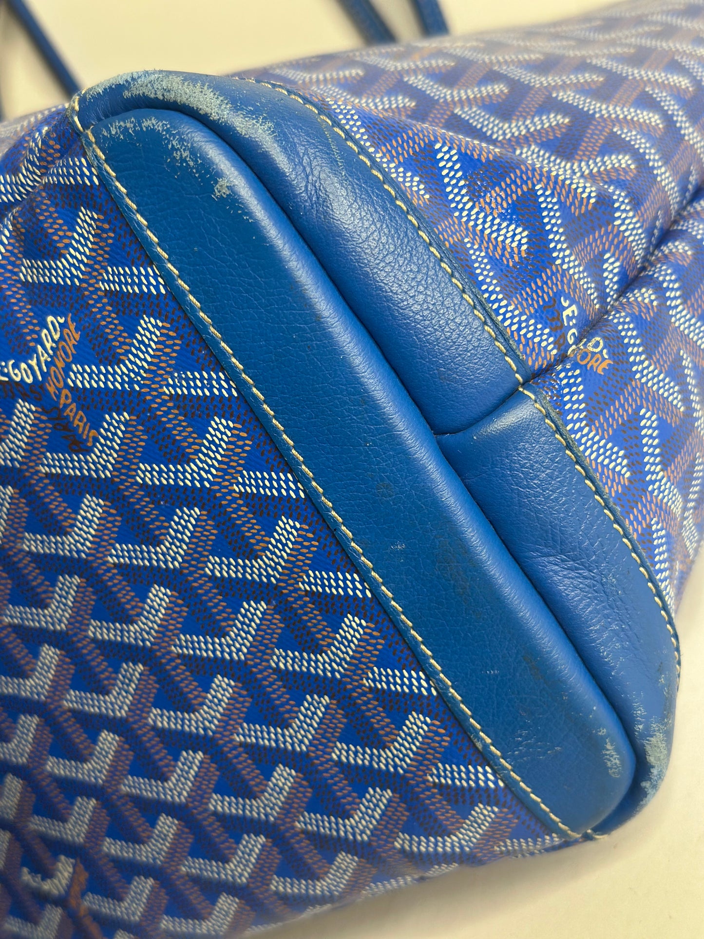 Pre-owned Goyard Artois MM goyardine canvas sky blue tote