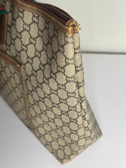 Pre-owned Gucci vintage GG supreme Canvas Sherry line weekender tote