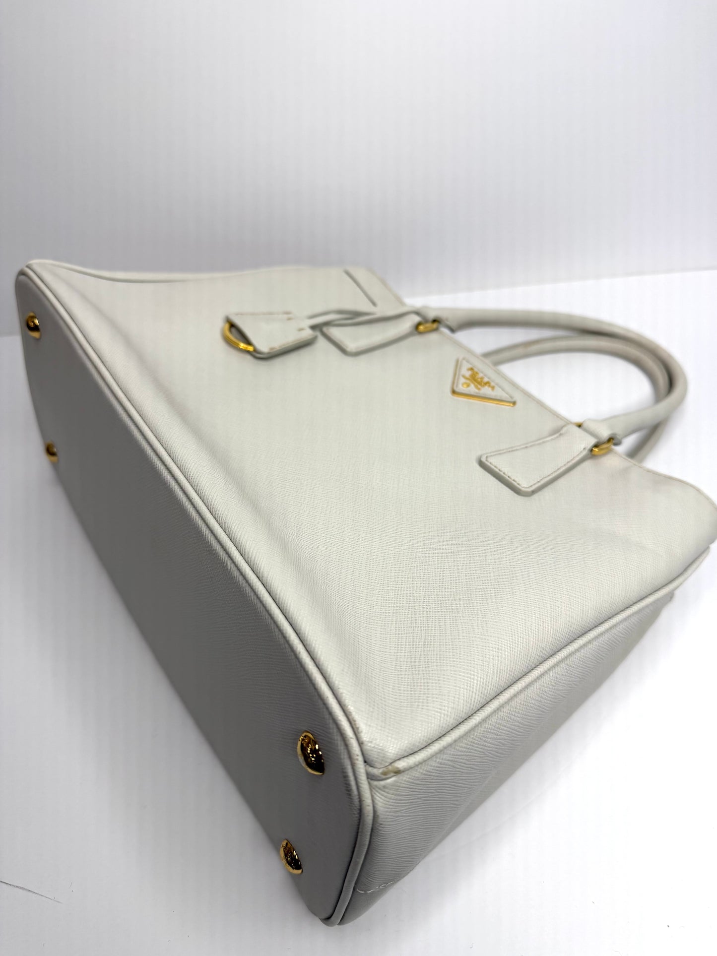 Pre-owned Prada White Saffiano leather medium galleria tote
