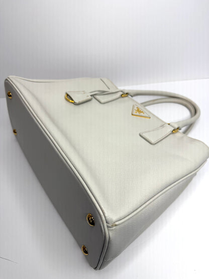 Pre-owned Prada White Saffiano leather medium galleria tote