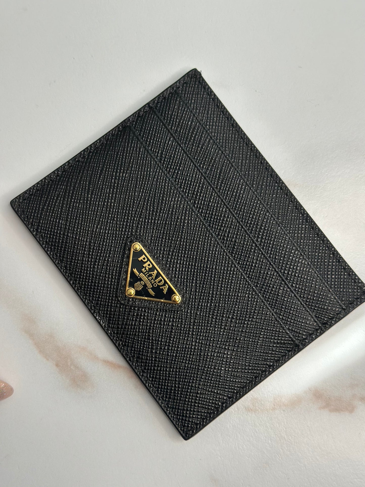 Pre-owned Prada black Saffiano leather cardholder