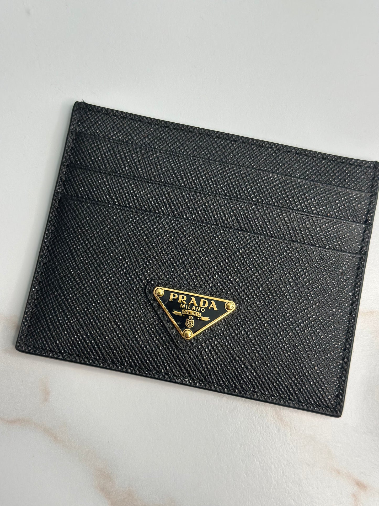Pre-owned Prada black Saffiano leather cardholder