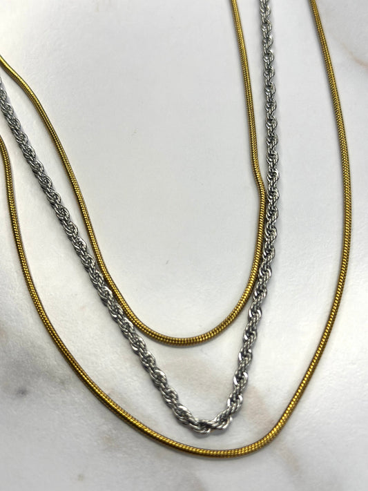 Bethany two tone layering necklace
