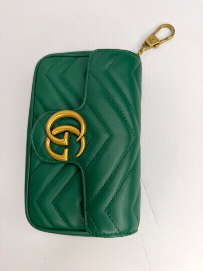 Pre-owned Gucci GG Marmont emerald green super mini crossbody
