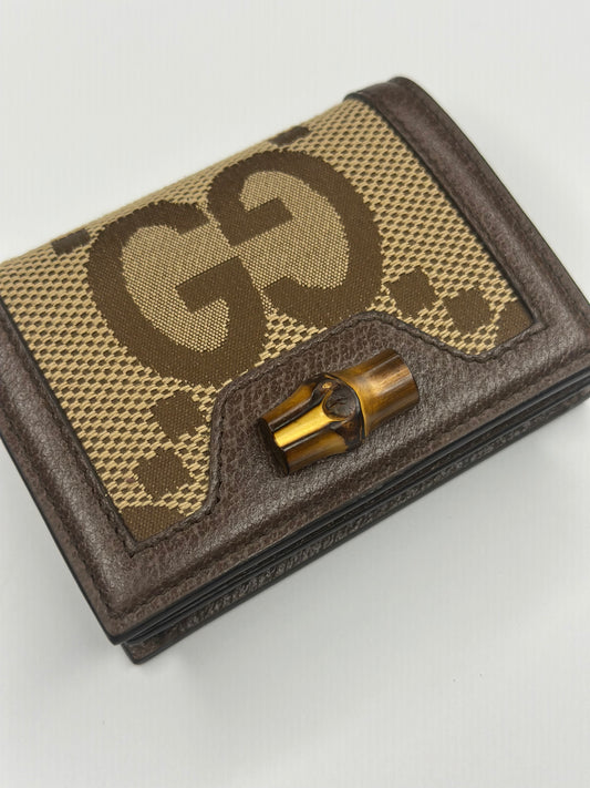 Pre-owned Gucci Diana Jumbo GG Bamboo Wallet Beige Brown
Compact Bifold Canvas