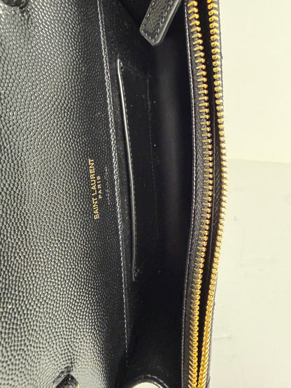Pre-owned Saint Laurent CASSANDRE ENVELOPE CHAIN WALLET IN GRAIN DE POUDRE LEATHER
