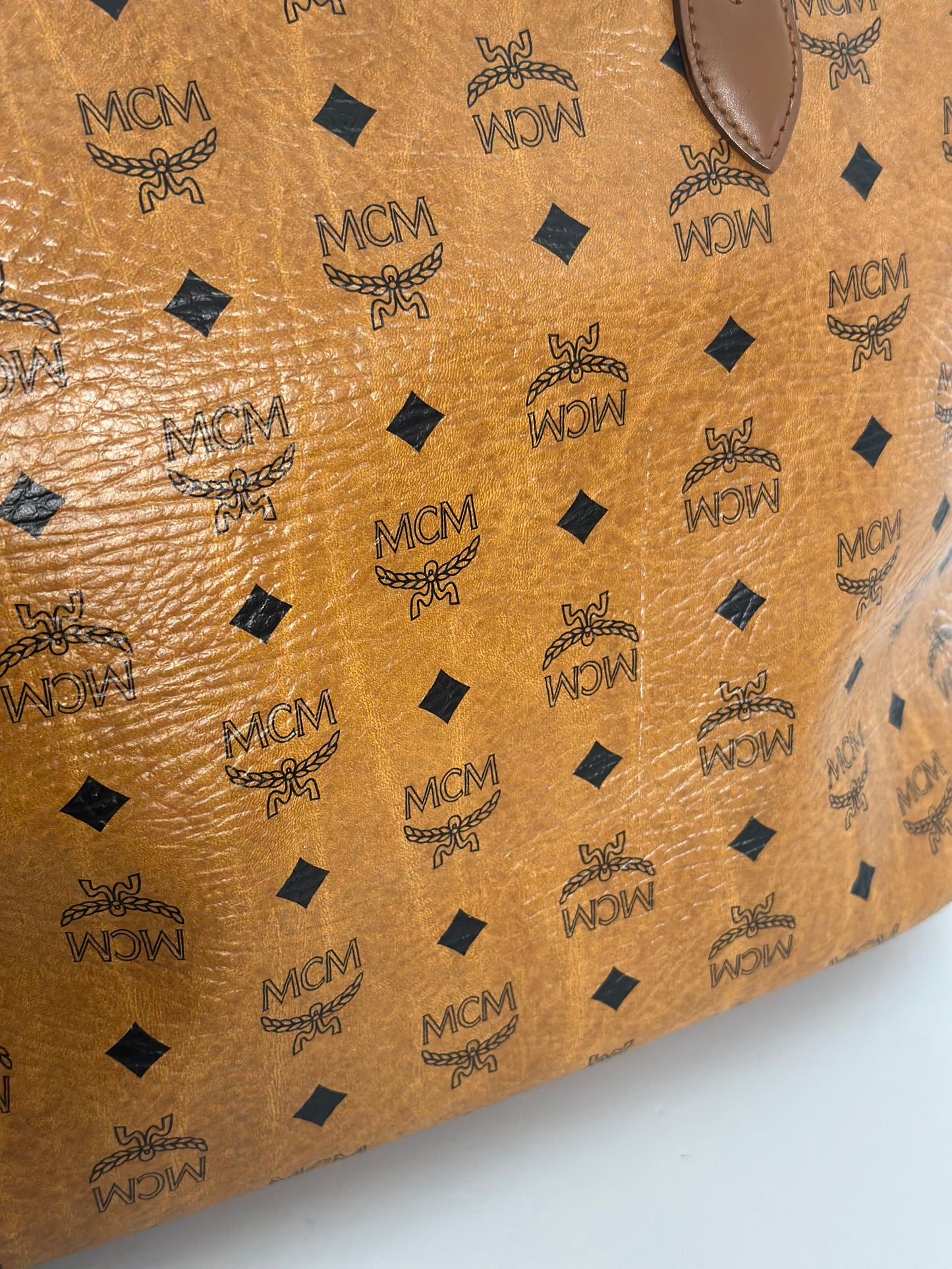 Pre-owned MCM Cognac monogram tote bag