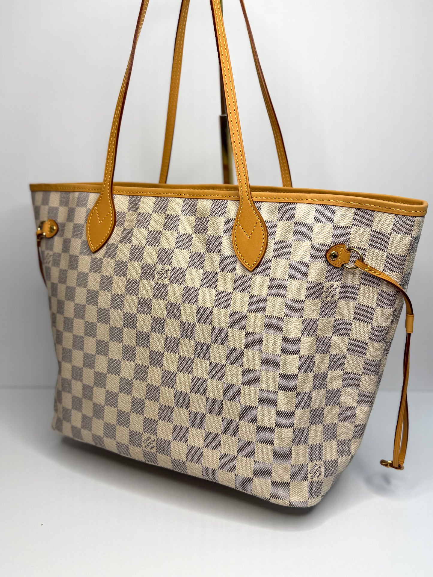 Pre-owned Louis Vuitton Damier azur neverfull MM tote