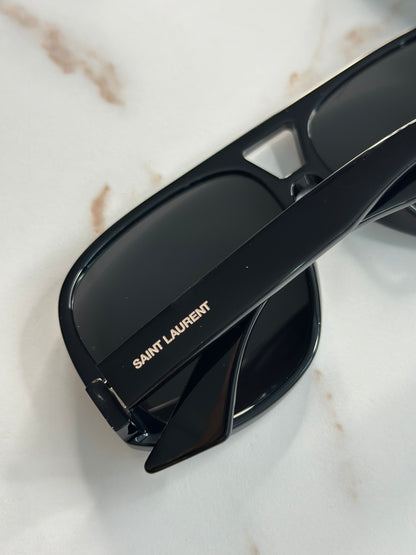 Pre-owned Saint Laurent, black acetate, oversized aviator