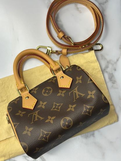 Pre-owned Louis Vuitton Monogram Canvas nano speedy bandolier crossbody