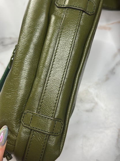 Pre-owned Gucci khaki green Tonal GG Shoulder Bag Leather