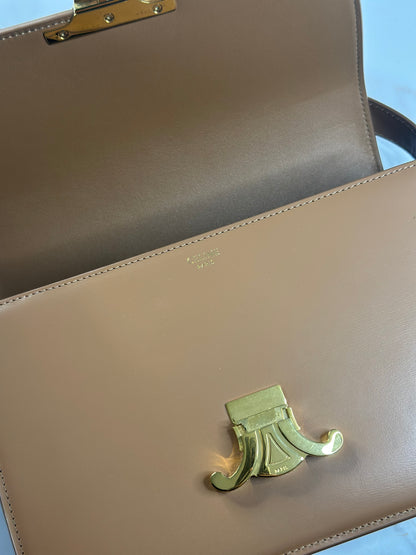 Pre-owned CELINE CLASSIQUE TRIOMPHE BAG IN NATURAL CALFSKIN CROSSBODY