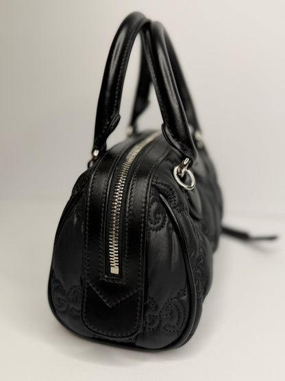Pre-owned Gucci GG Matelassé Black Leather Top Handle two way tote