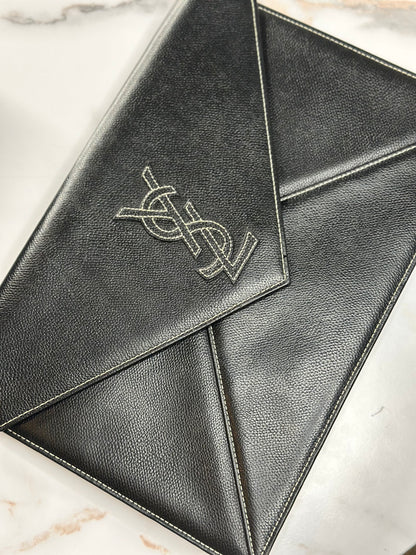 Pre-owned Saint Laurent pebbled leather black leather