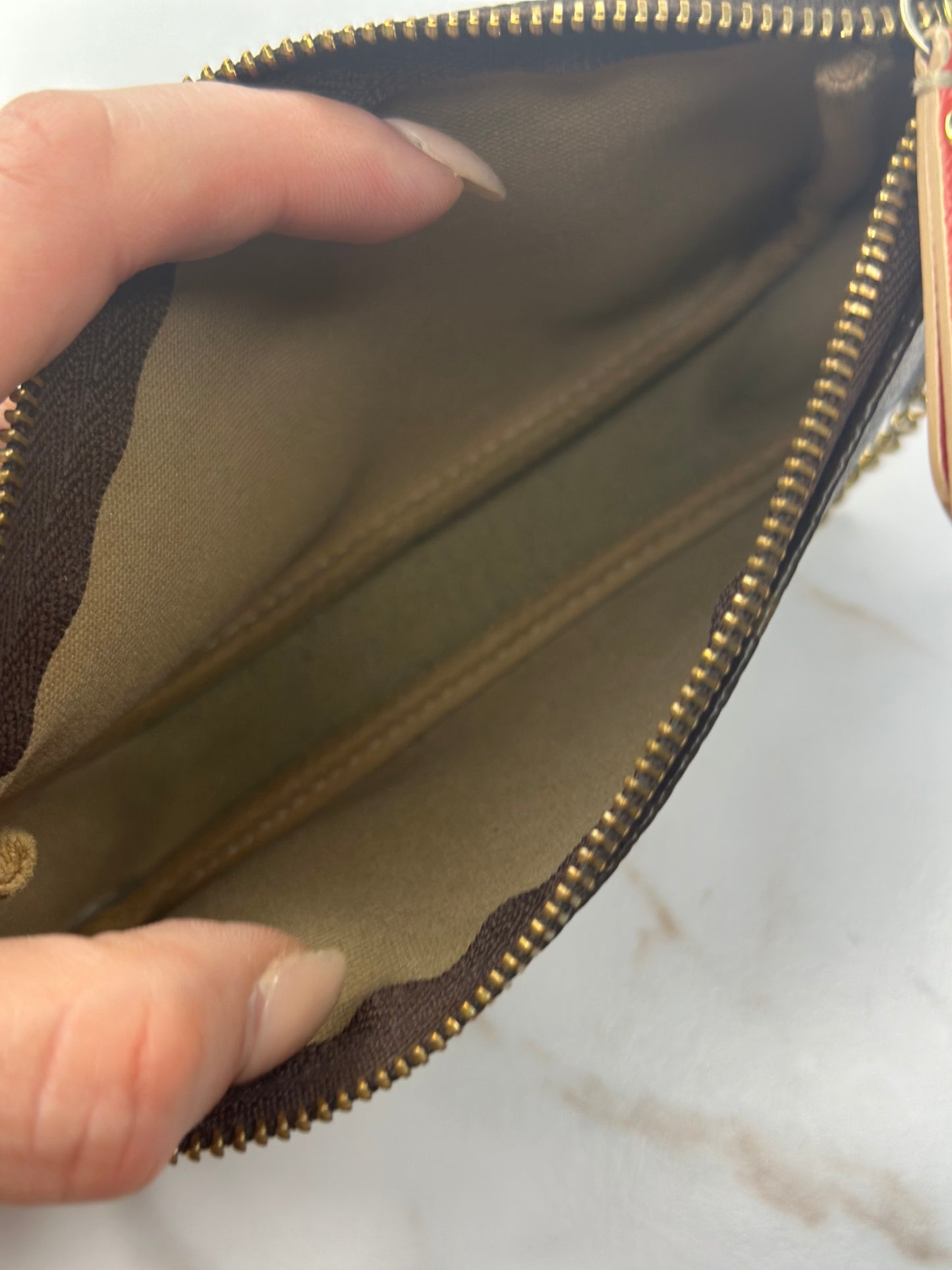 Pre-owned Louis Vuitton Monogram Trunks and Locks Mini Pochette Accessories