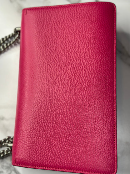 Pre-owned Gucci Hot Pink Leather Medium Dionysus Shoulder bag w/Crystal embellishments