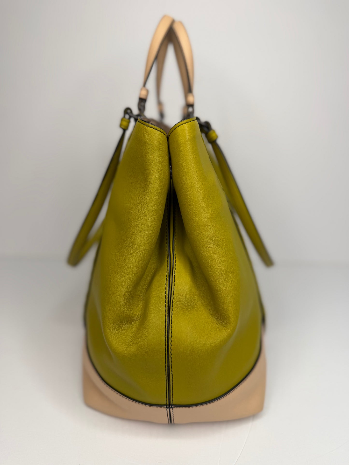 Pre-owned Bottega Veneta Intrecciato Corso Leather Tote Bag Green x Pink