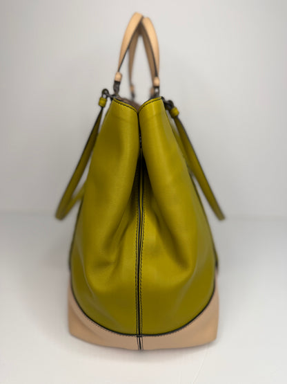 Pre-owned Bottega Veneta Intrecciato Corso Leather Tote Bag Green x Pink