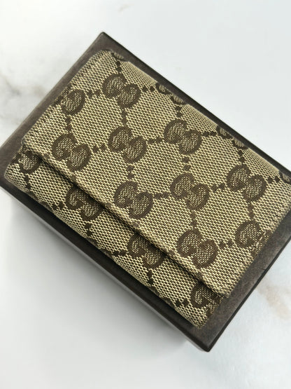 Pre-owned Gucci GG Canvas brown card case