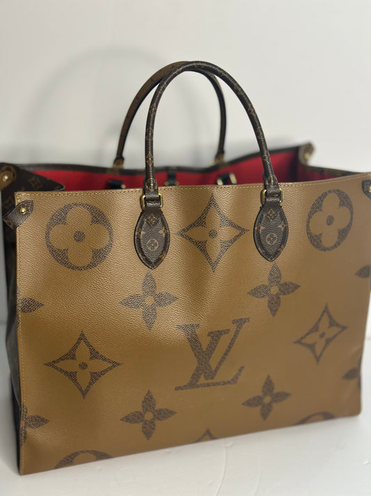 Pre-owned Louis Vuitton reverse monogram canvas On-The-Go GM tote