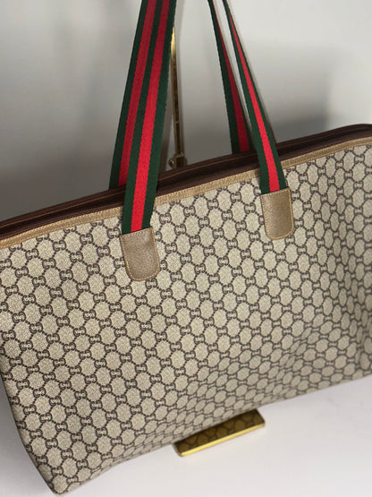 Pre-owned Gucci GG Plus Canvas Sherry line tote