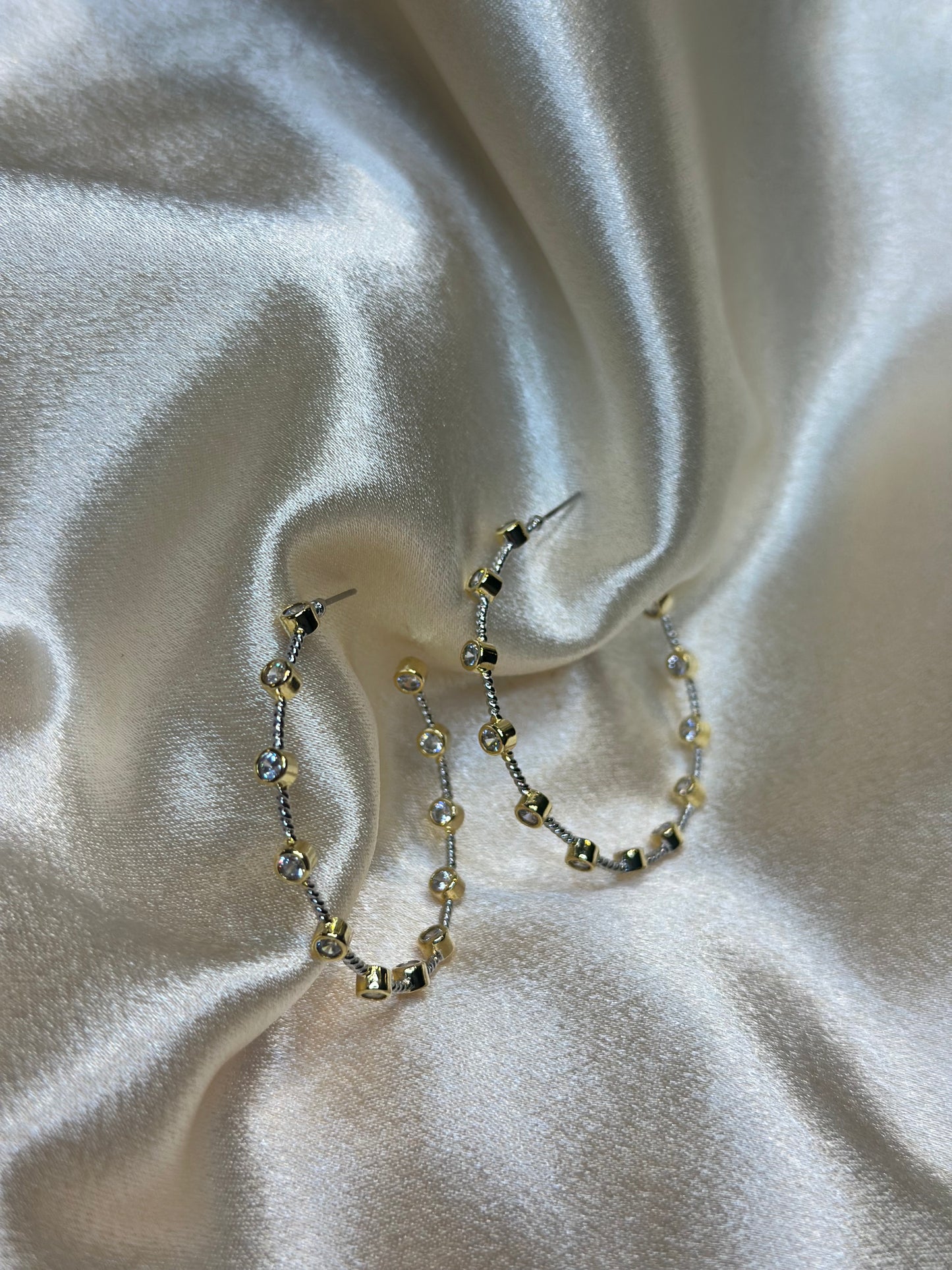 Rhinestone two tone hoops