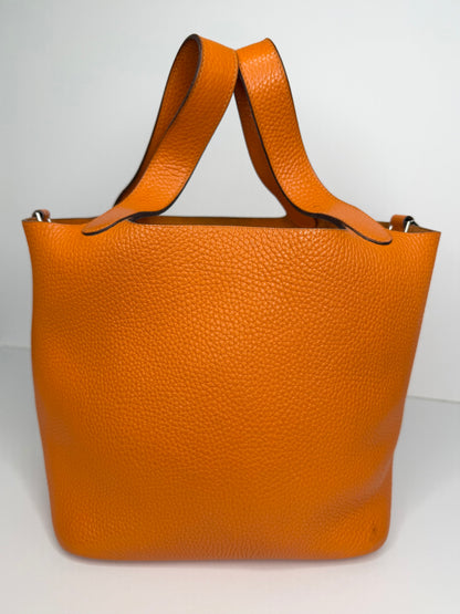 Hermes Clemence Orange Leather Picotin 22 tote