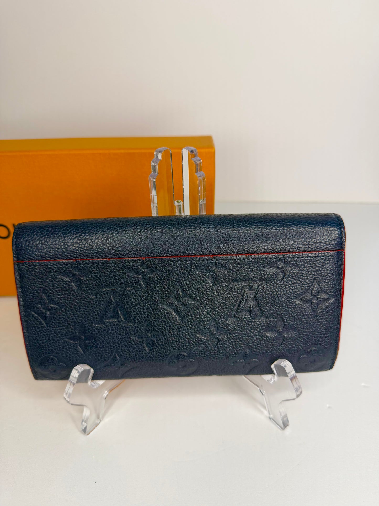 Pre-owned Louis Vuitton Sarah wallet in Marine Rouge Monogram Empreinte leather