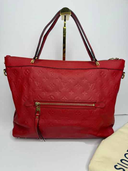 Pre-owned Louis Vuitton Red Empriente Leather Bastille tote