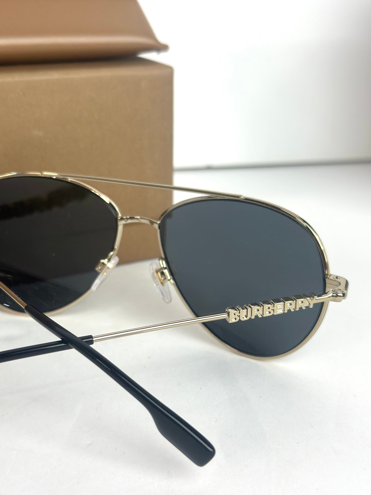 #29 Burberry Women's Light Gold aviator Sunglasses