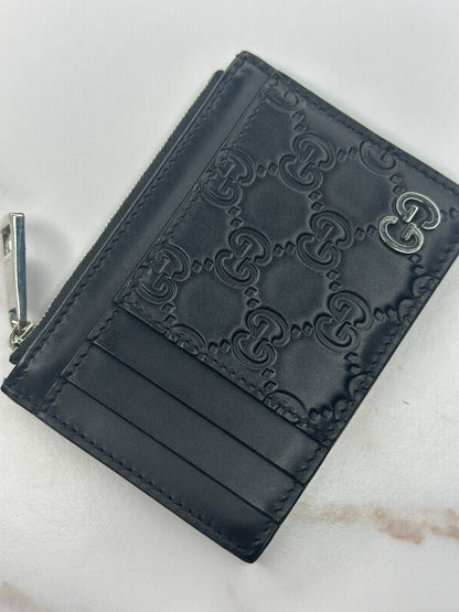 Pre-owned Gucci GG black Guccisima leather card case