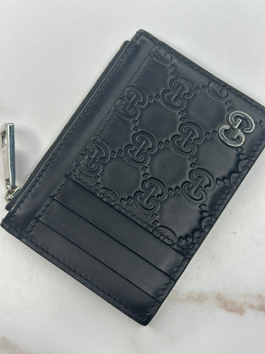 Pre-owned Gucci GG black Guccisima leather card case